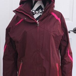 Women's Burgundy Jacket with Pink Accents